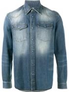 Maison Margiela Slim Washed Denim Shirt, Men's, Size: 42, Blue, Cotton