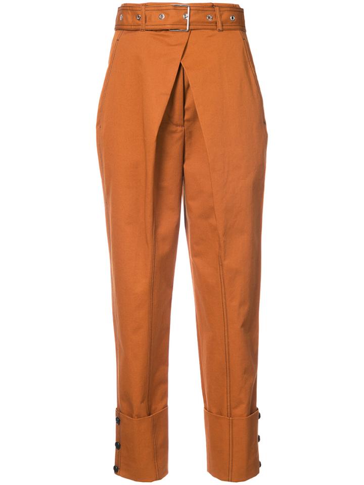 Proenza Schouler Belted Straight Pant With Cuff - Brown