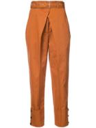 Proenza Schouler Belted Straight Pant With Cuff - Brown
