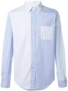 Wooster + Lardini Multiple Stripe Patterns Shirt, Men's, Size: Xxl, Blue, Cotton