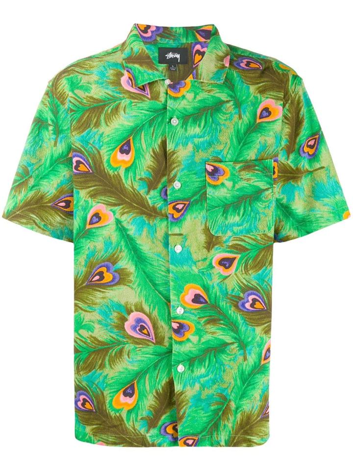 Stussy Peacock Print Shirt - Green