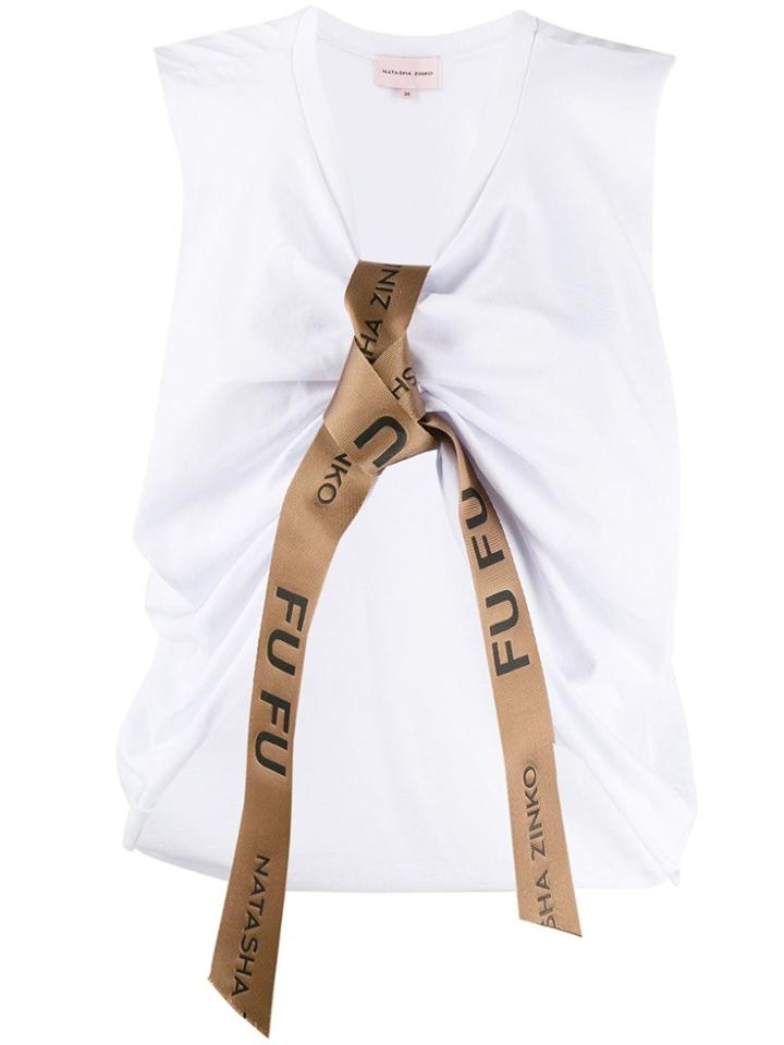 Natasha Zinko Tie Front Tank Top - White