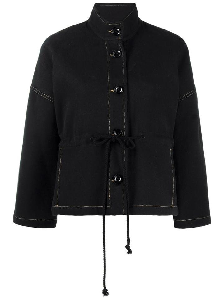 Song For The Mute Contrast-stitch Drawstring Jacket - Black