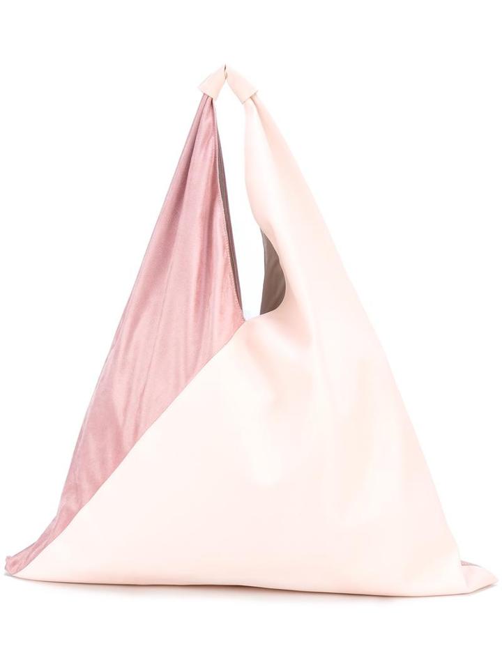 Mm6 Maison Margiela Two-tone Slouchy Tote, Women's, Pink/purple, Leather