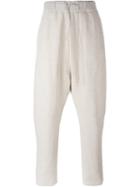 Poème Bohémien Elasticated Waist Drop-crotch Trousers, Men's, Size: 48, Nude/neutrals, Linen/flax/cotton