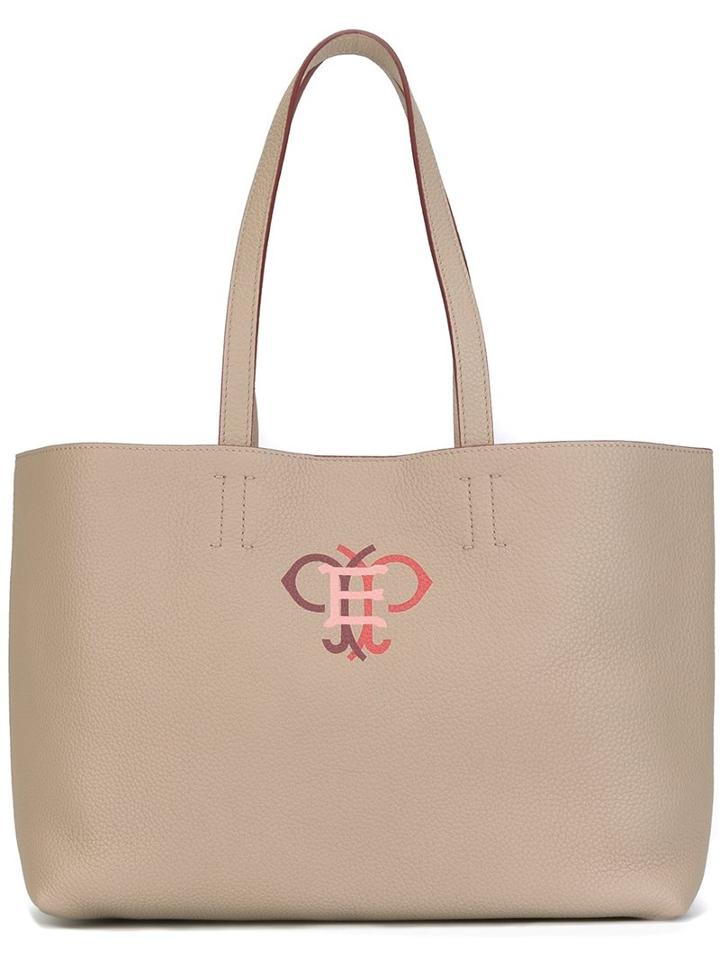 Emilio Pucci Logo Print Shoulder Bag, Women's, Nude/neutrals, Leather