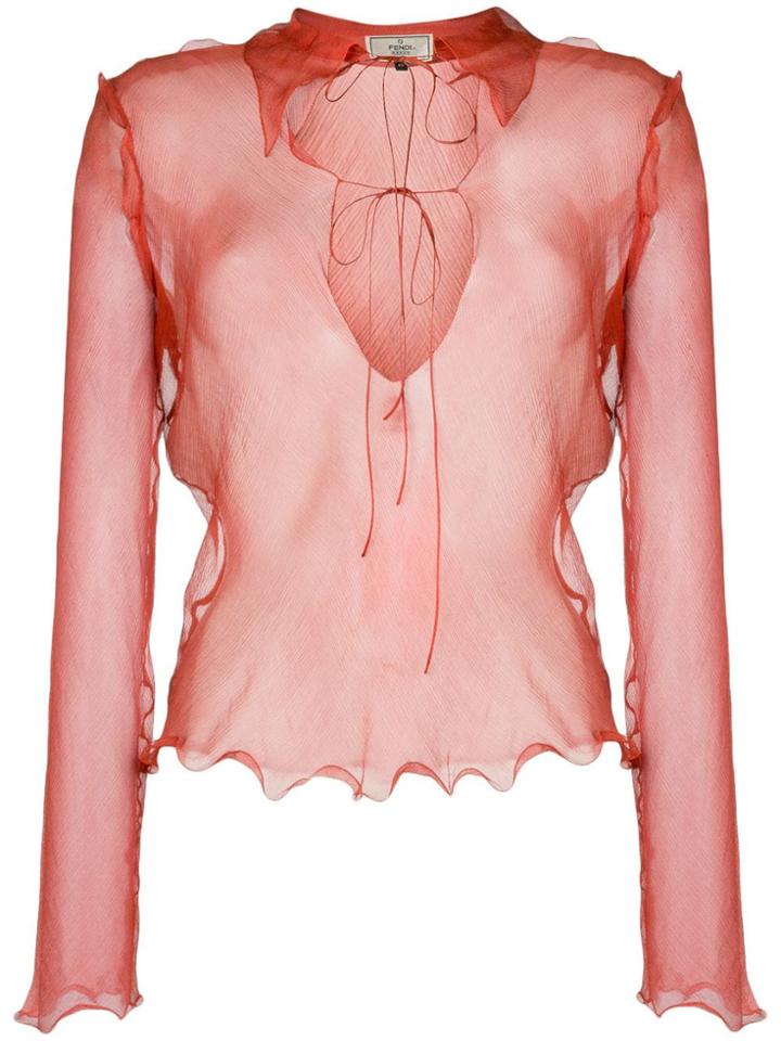 Fendi Vintage 2000's Sheer Tied Blouse - Brown