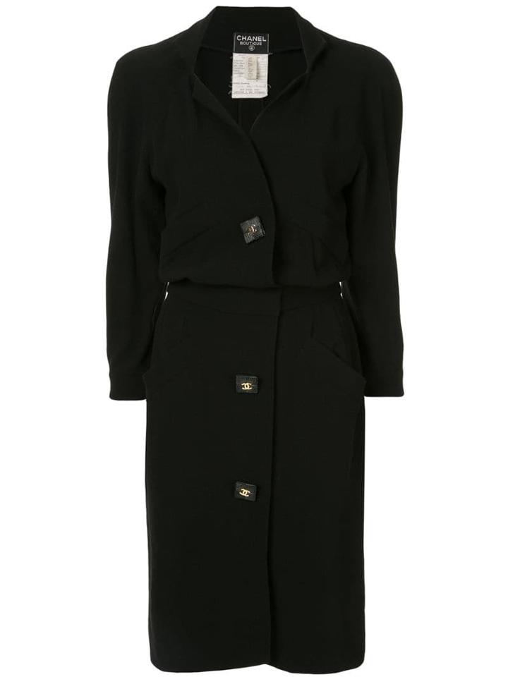 Chanel Pre-owned Layered Effect Midi Dress - Black