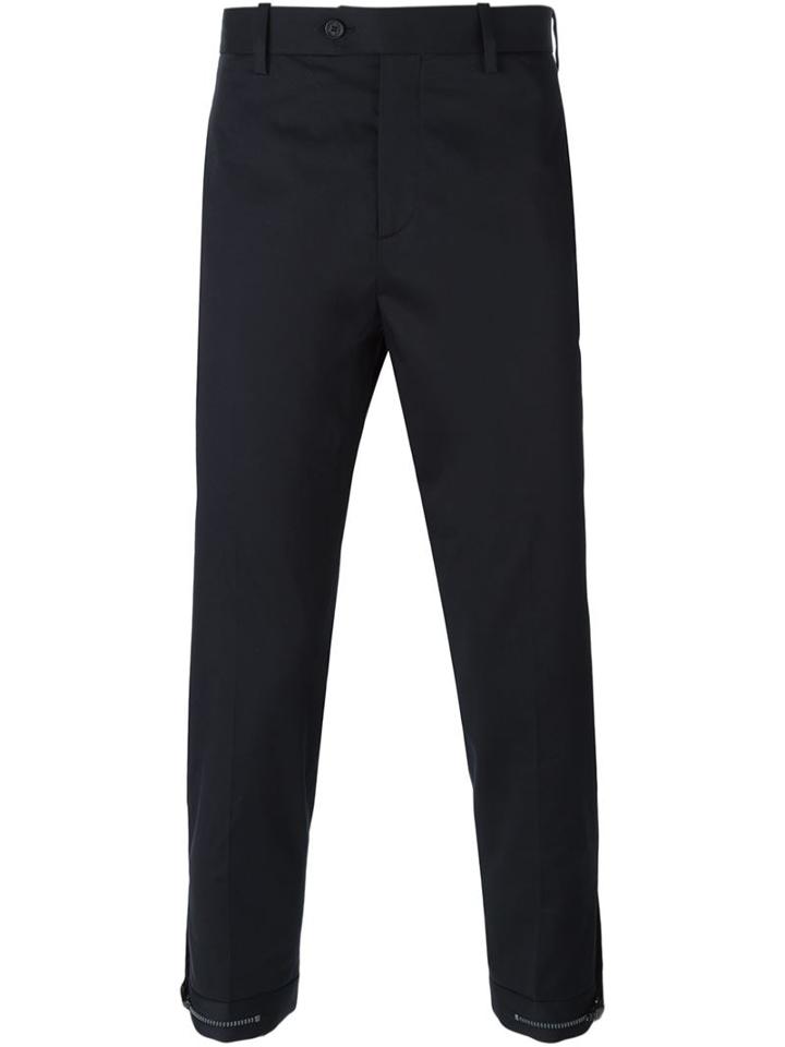 Neil Barrett Zipped Ankle Trousers, Men's, Size: 52, Blue, Cotton/spandex/elastane