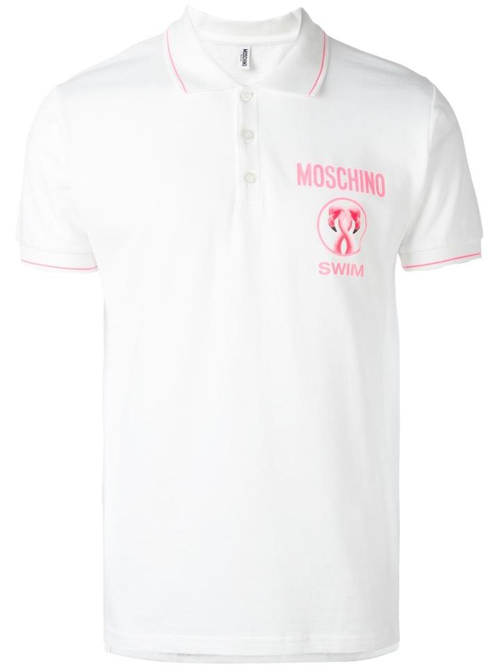 Moschino Flamingo Polo Shirt, Men's, Size: Xl, White, Cotton