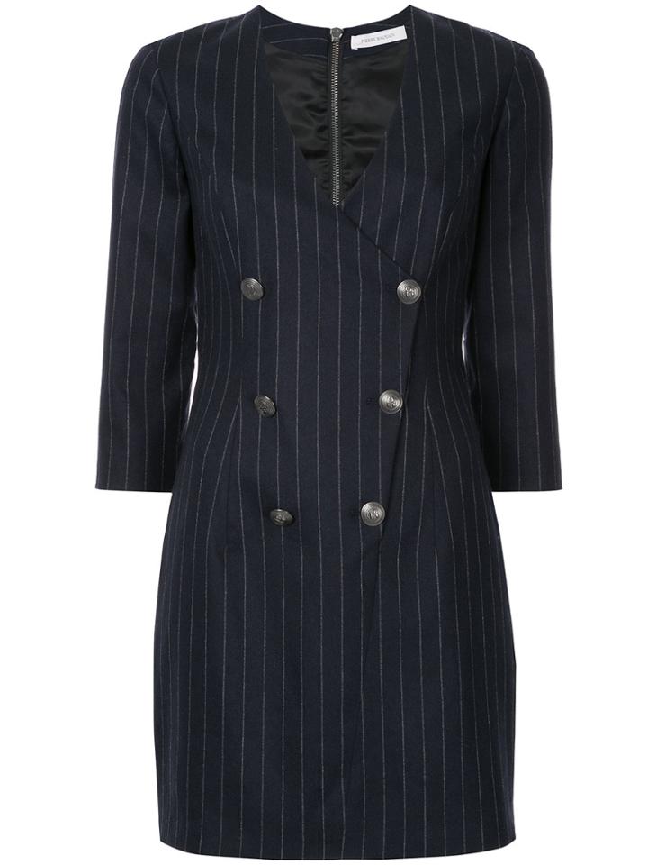 Pierre Balmain Double Breasted Pinstripe Dress - Blue