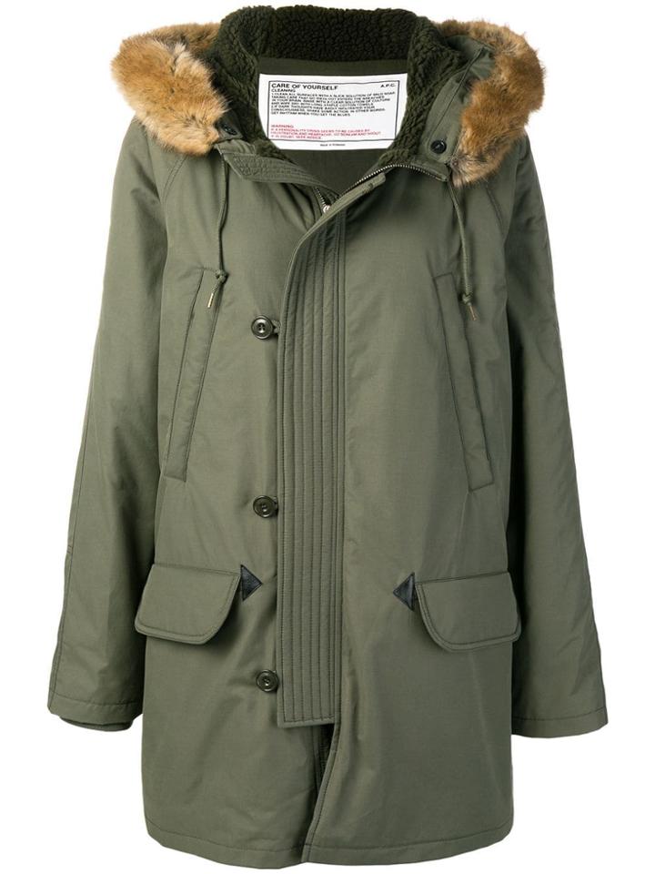 A.p.c. Mid-length Parka Coat - Green