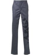 Alexander Mcqueen Embroidered Butterfly Trousers, Men's, Size: 52, Grey, Wool