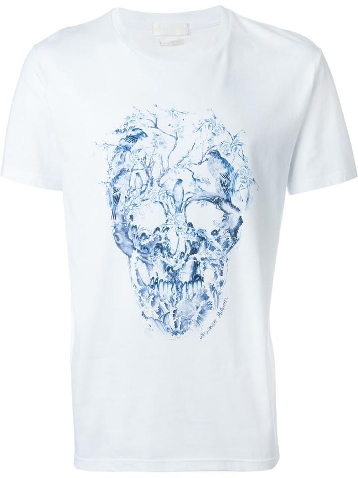 Alexander Mcqueen Foliage And Bird Skull T-shirt