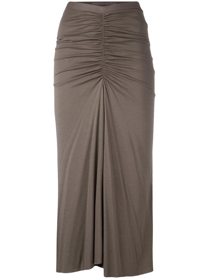 Rick Owens Lilies Gathered Detail Skirt, Women's, Size: 42, Grey, Cotton/polyamide/viscose