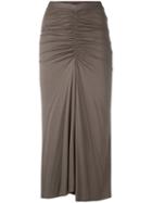 Rick Owens Lilies Gathered Detail Skirt, Women's, Size: 42, Grey, Cotton/polyamide/viscose