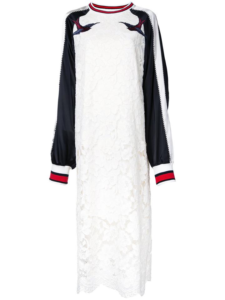 Maison Mihara Yasuhiro Lace Embroidery Sukajan Dress - White