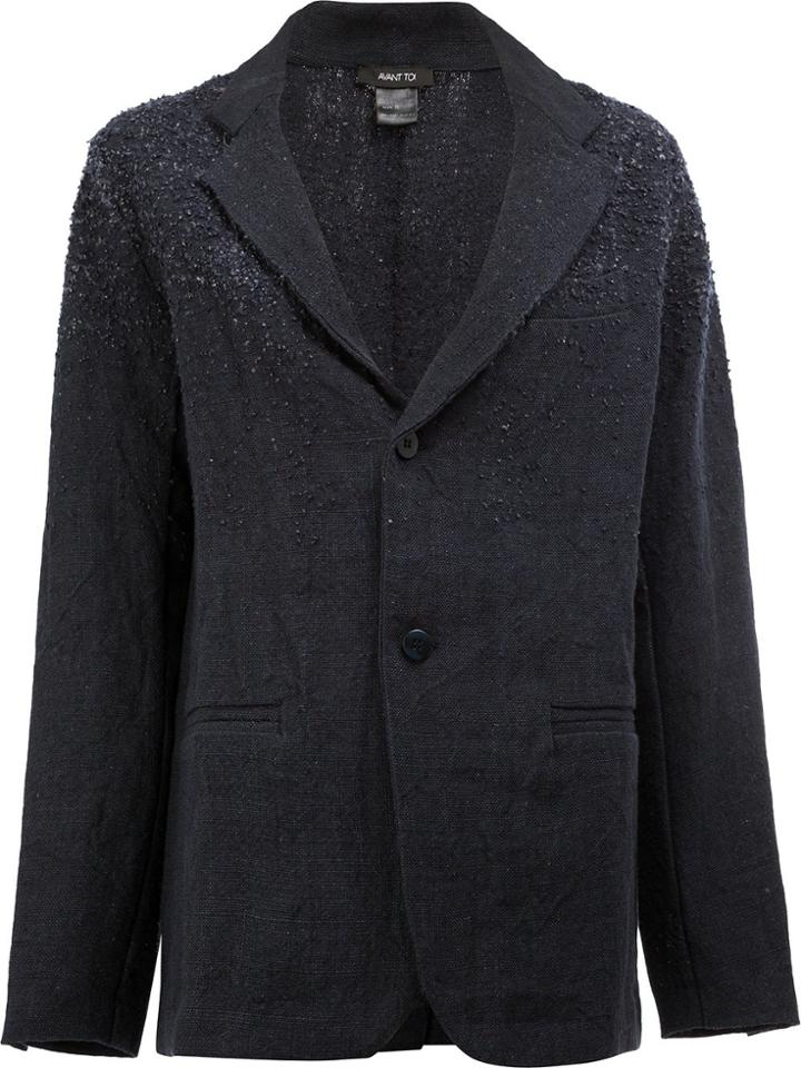 Avant Toi Distressed Linen Blazer - Blue