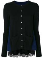 Sacai - Side Panel Cardigans - Women - Cotton/wool - 2, Black, Cotton/wool