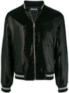 Just Cavalli Sequin Embellished Bomber Jacket - Black