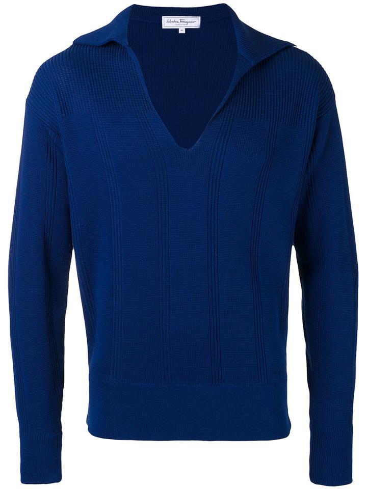 Salvatore Ferragamo - Knit Sweater - Men - Silk/cotton - S, Blue, Silk/cotton