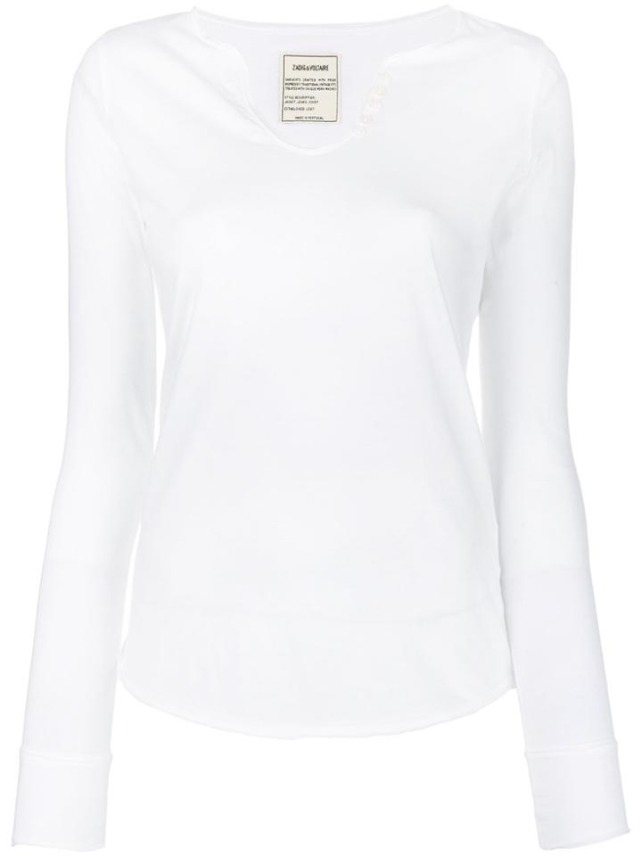Zadig & Voltaire Longsleeved Buttoned T-shirt - White