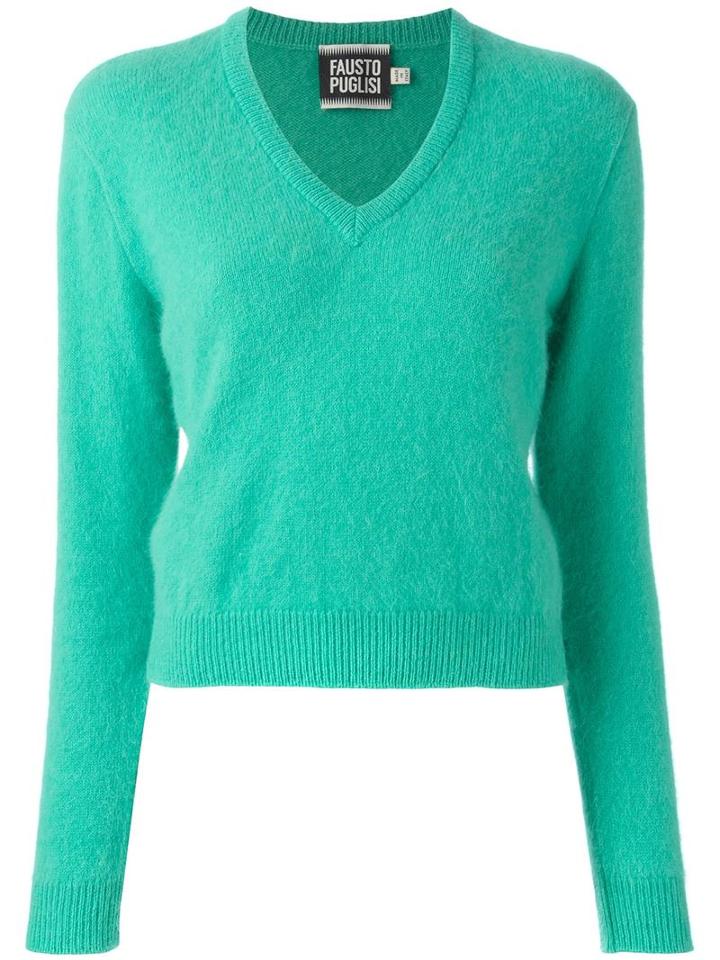 Fausto Puglisi V-neck Jumper, Women's, Size: 40, Green, Polyamide/angora/wool