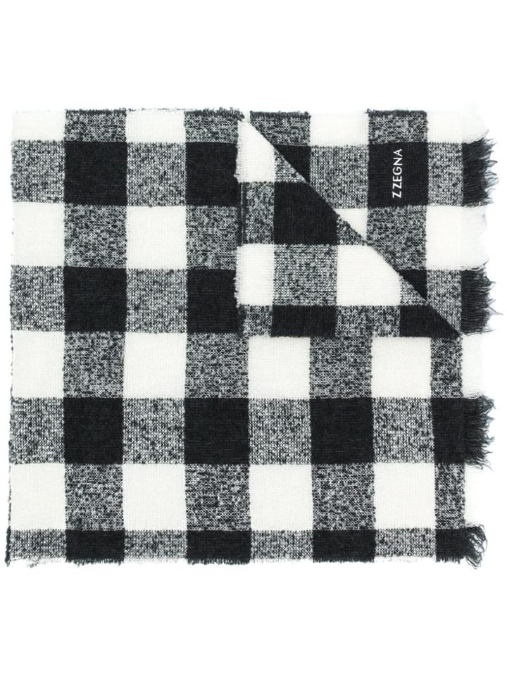 Z Zegna Checked Scarf - Black