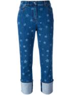 Valentino Star Print Boyfriend Jeans, Women's, Size: 30, Blue, Cotton/spandex/elastane