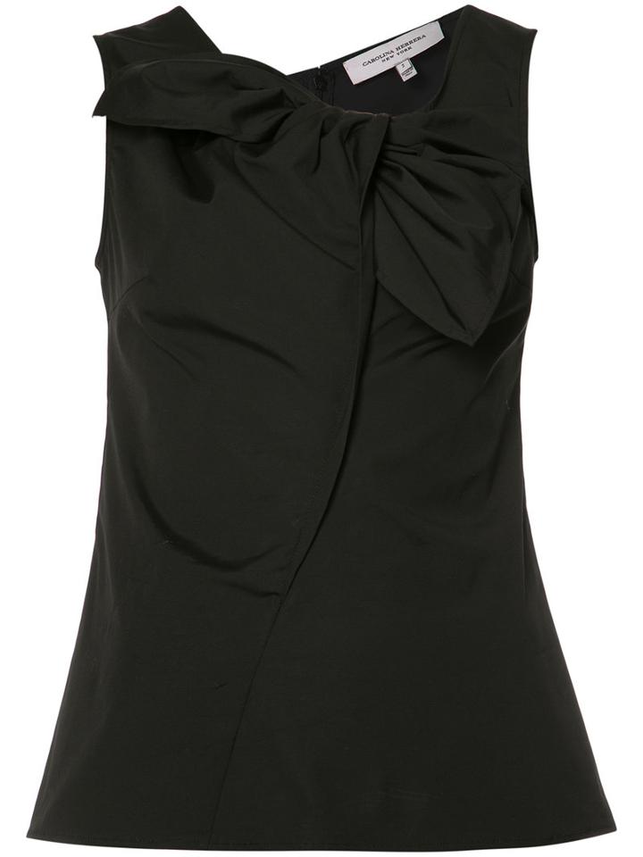 Carolina Herrera Sleeveless Bow Neck Blouse, Women's, Size: 6, Black, Cotton/spandex/elastane