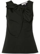 Carolina Herrera Sleeveless Bow Neck Blouse, Women's, Size: 6, Black, Cotton/spandex/elastane