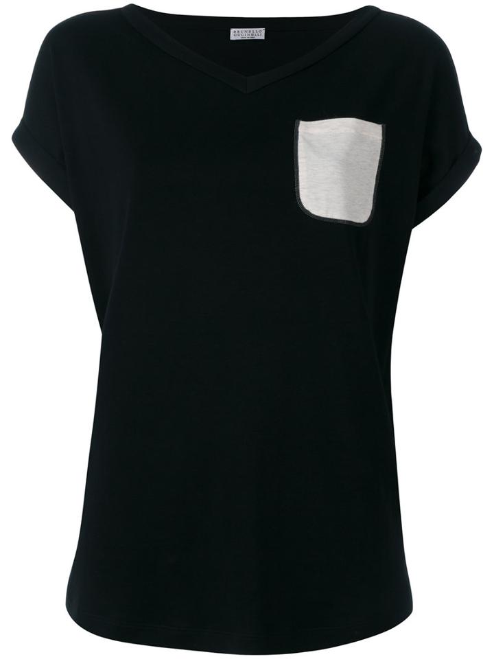 Brunello Cucinelli - Contrast Patch Pocket Top - Women - Cotton - S, Women's, Black, Cotton