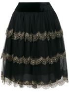 Alberta Ferretti Layered Tulle Skirt - Black