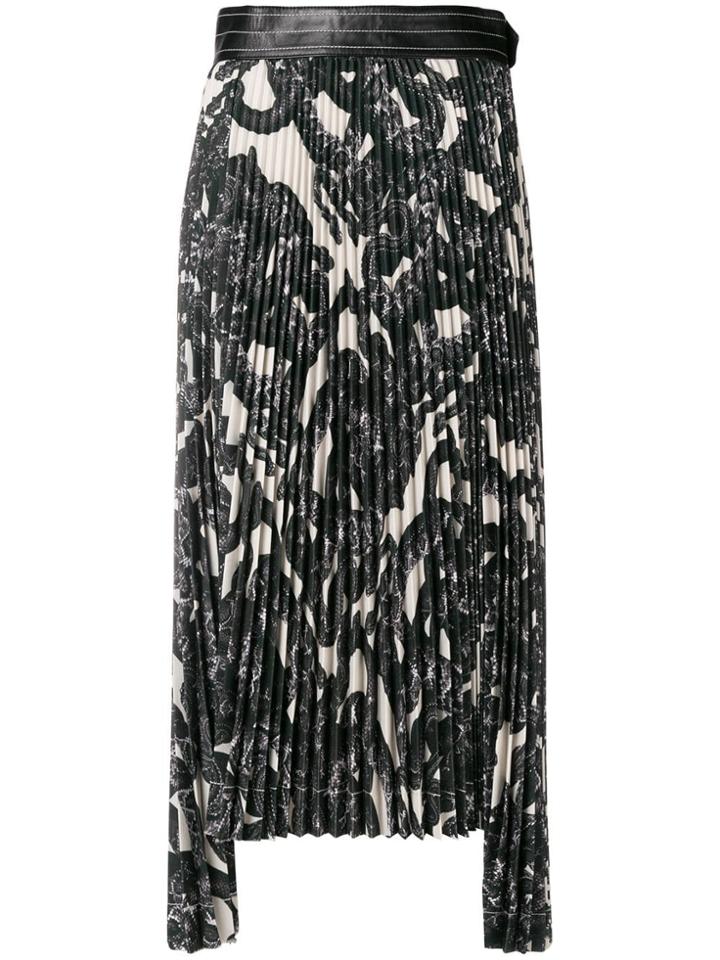 Helmut Lang Printed Pleated Midi Skirt - Black