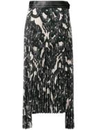 Helmut Lang Printed Pleated Midi Skirt - Black