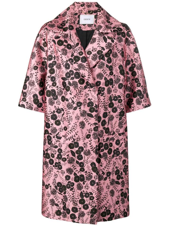 Erdem Embroidered Floral Coat - Pink