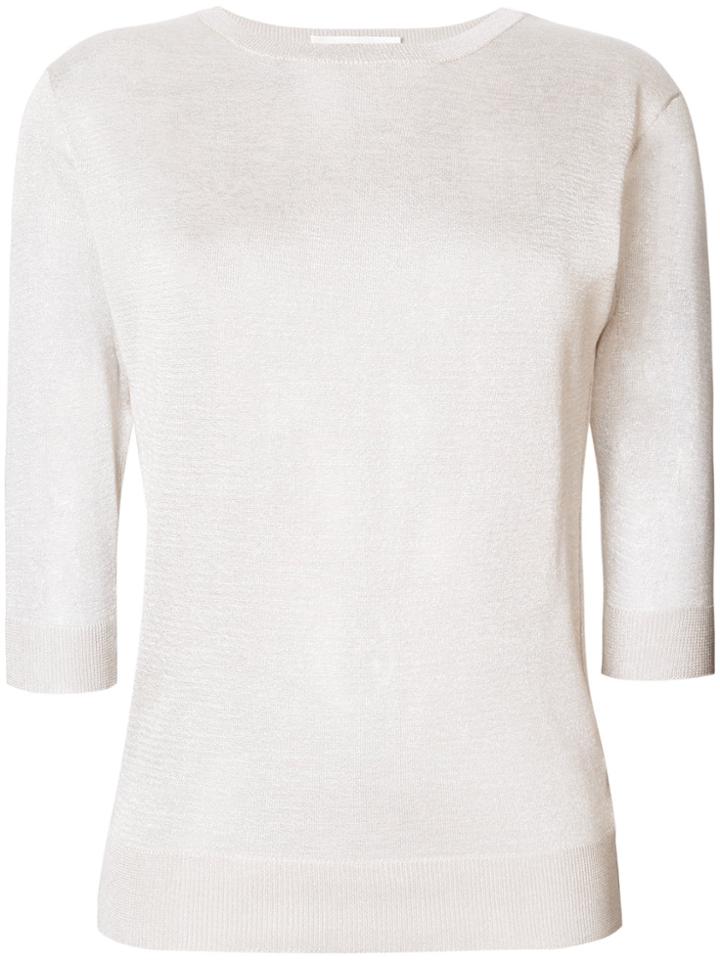 Zanone Cropped Sleeve Sweater - Metallic