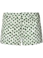 Milly - Palm Print Short Shorts - Women - Cotton/spandex/elastane - 6, White, Cotton/spandex/elastane