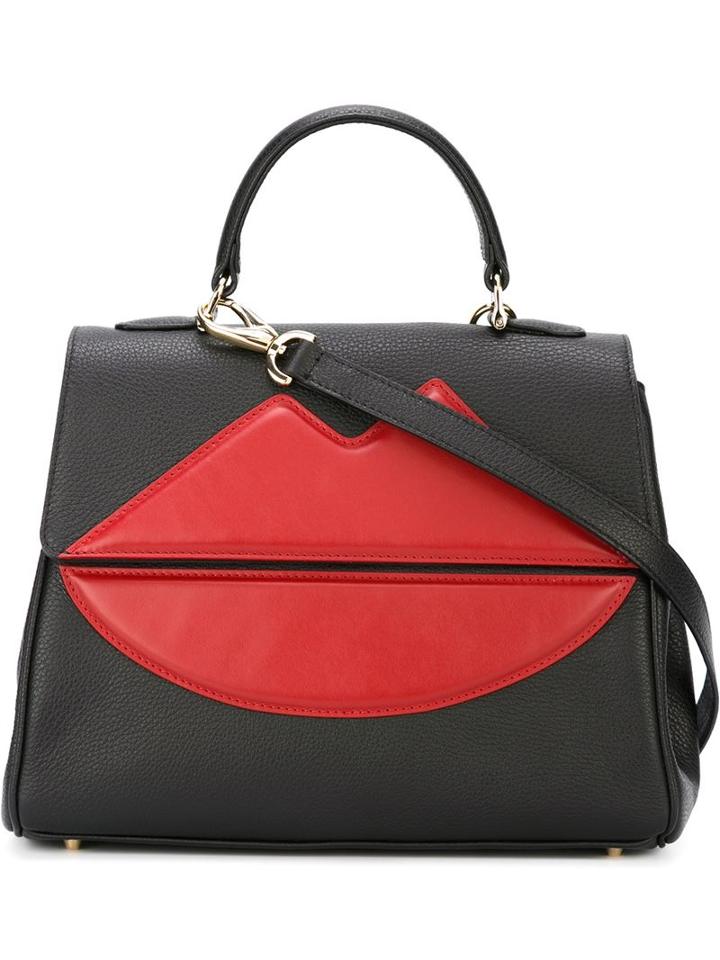 Sara Battaglia Lips Tote, Women's, Red, Calf Leather