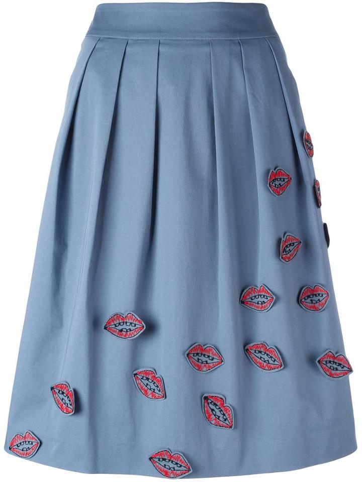 Jimi Roos 'kiss' Applique Skirt, Women's, Size: Xs, Blue, Cotton/spandex/elastane