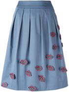 Jimi Roos 'kiss' Applique Skirt, Women's, Size: Xs, Blue, Cotton/spandex/elastane