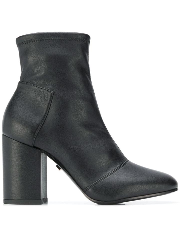 Grey Mer Chunky Heeled Boots - Black