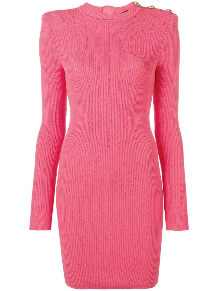 Balmain Short Knitted Dress - Pink