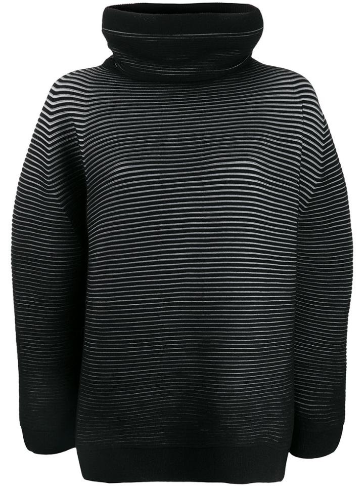Issey Miyake Ribbed Turtleneck Jumper - Black