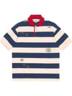 Gucci Embroidered Striped Jersey Polo - Neutrals