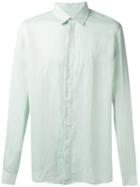 Qasimi - Concealed Fastening Shirt - Men - Linen/flax/viscose - 16, Green, Linen/flax/viscose