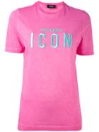 Dsquared2 - Icon Embroidered T-shirt - Women - Cotton - L, Pink/purple, Cotton