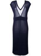 Scanlan Theodore Pleated Rib V-neck Dress, Women's, Size: S/m, Blue, Viscose