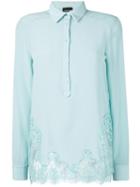 Ermanno Ermanno - Silk Panel Shirt - Women - Silk/cotton/polyamide - 46, Blue, Silk/cotton/polyamide