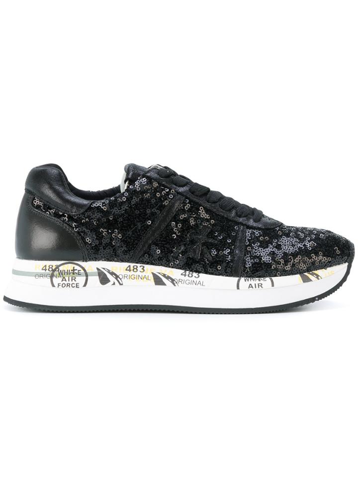 Premiata Sequin Lace-up Sneakers - Black
